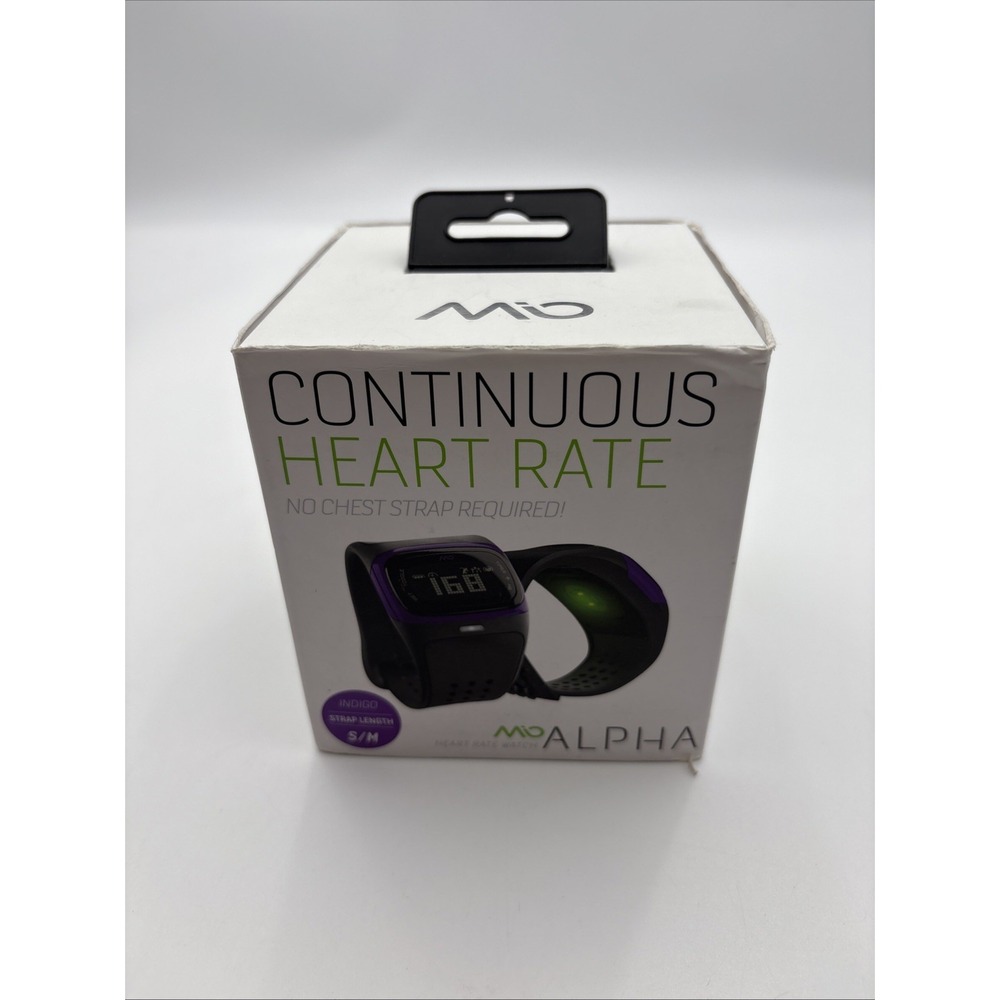 Mio Alpha Heart Rate Monitor Watch Indigo Blue 53P-BLU S/M Strap - With Box